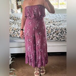 American Rag Purple Off-Shoulder Jumpsuit